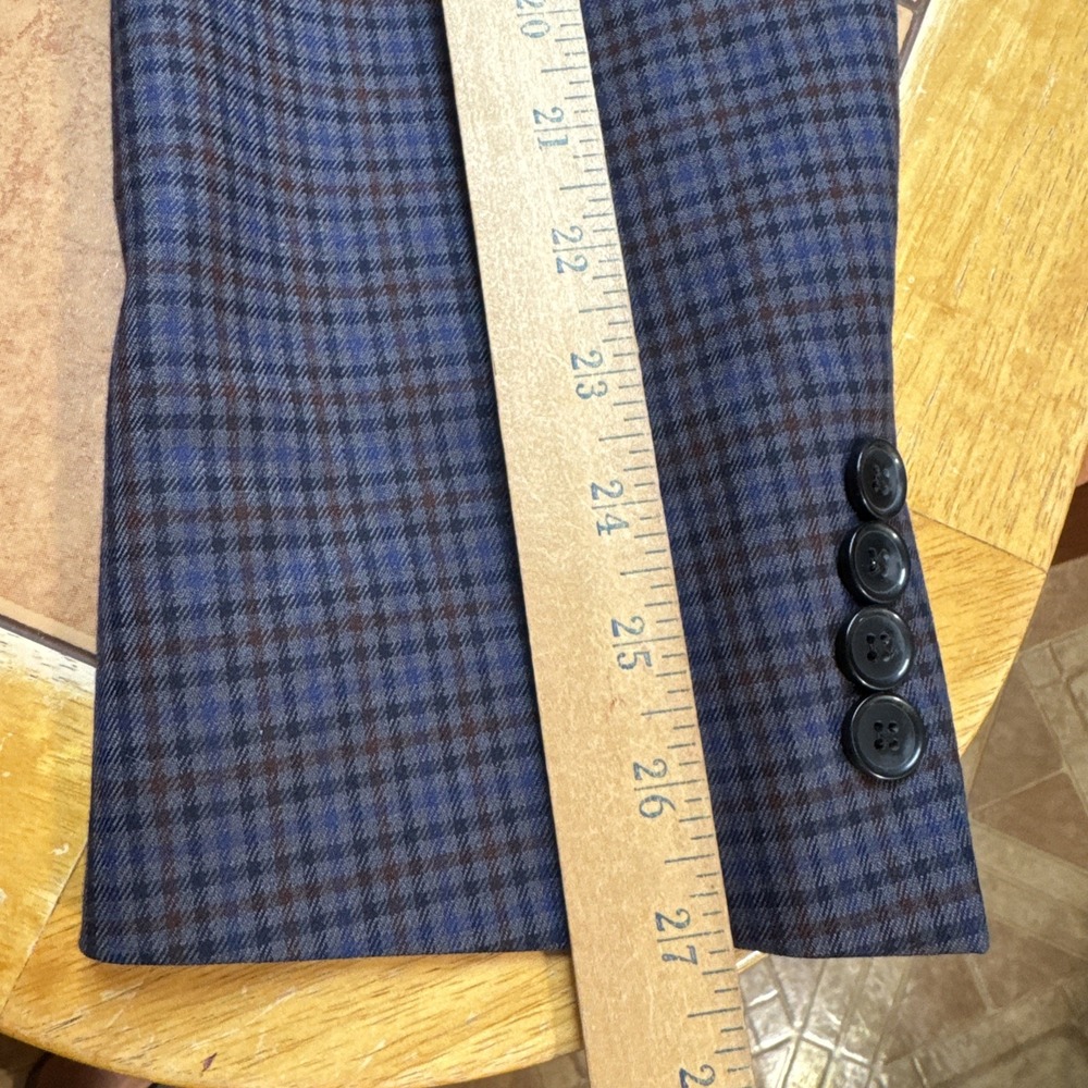 Izod Blazer Sz 46L Blue Multi Color Windowpane Plaid Preppy Sports Coat Jacket - Picture 10 of 12